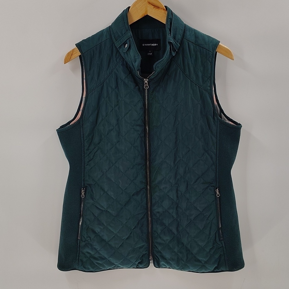 41 Hawthorn Quilted Vest Size Large Hunter Green Zip Up